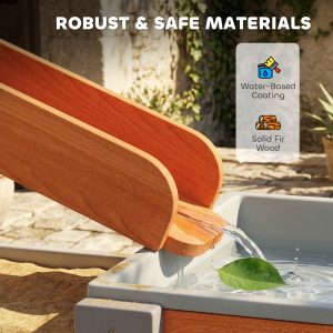 Qaba Wooden Sandbox, Kids Sand and Water Table with Waterway Track and Dual Boxes, Sensory Table for Outdoor, Grey - Image 6