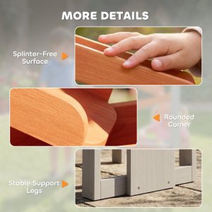 Qaba Wooden Sandbox, Kids Sand and Water Table with Waterway Track and Dual Boxes, Sensory Table for Outdoor, Grey - Image 7