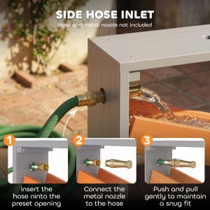 Qaba Wooden Sandbox, Kids Sand and Water Table with Waterway Track and Dual Boxes, Sensory Table for Outdoor, Grey - Image 9