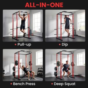Soozier Power Cage, 1000 lbs Capacity Power Rack with Adjustable Height, Squat Rack for Home Gym Strength Training - Image 4