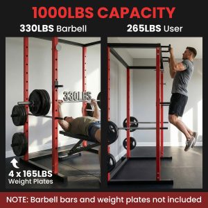 Soozier Power Cage, 1000 lbs Capacity Power Rack with Adjustable Height, Squat Rack for Home Gym Strength Training - Image 5