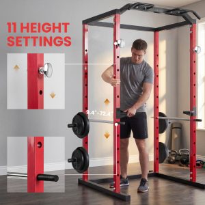 Soozier Power Cage, 1000 lbs Capacity Power Rack with Adjustable Height, Squat Rack for Home Gym Strength Training - Image 7