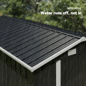 Outsunny 12' x 10' Metal Shed, Heavy Duty Outdoor Storage Shed with 4 Vents and Lockable Double Doors, Dark Grey - Image 7