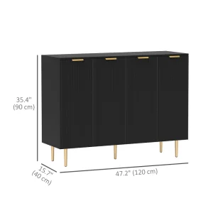 Modern Kitchen Storage Cabinet, Sideboard Buffet Cabinet with Adjustable Shelves for Hallway, Black - Image 3