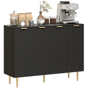 Modern Kitchen Storage Cabinet, Sideboard Buffet Cabinet with Adjustable Shelves for Hallway, Black - Image 4