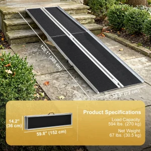 10ft Wheelchair Ramp, 600lbs Capacity Non-Slip Aluminum - Image 3