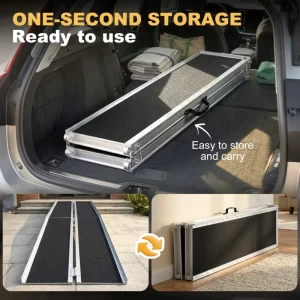 10ft Wheelchair Ramp, 600lbs Capacity Non-Slip Aluminum - Image 4