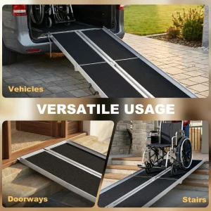 10ft Wheelchair Ramp, 600lbs Capacity Non-Slip Aluminum - Image 9