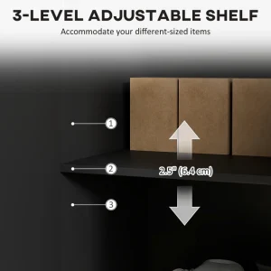 Modern Kitchen Storage Cabinet, Sideboard Buffet Cabinet with Adjustable Shelves for Hallway, Black - Image 8