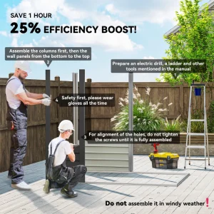 Outsunny 6 x 4FT Galvanized Garden Storage Shed, Metal Outdoor Shed with Double Doors and 2 Vents, Grey - Image 5