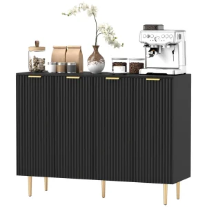 Modern Kitchen Storage Cabinet, Sideboard Buffet Cabinet with Adjustable Shelves for Hallway, Black - Image 7