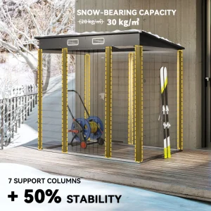 Outsunny 6 x 4FT Galvanized Garden Storage Shed, Metal Outdoor Shed with Double Doors and 2 Vents, Grey - Image 4