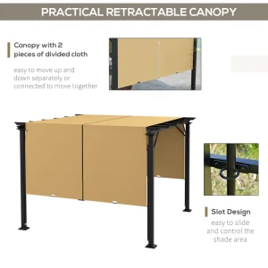 10' x 10' Retractable Pergola Canopy for Backyard, Brown - Image 3