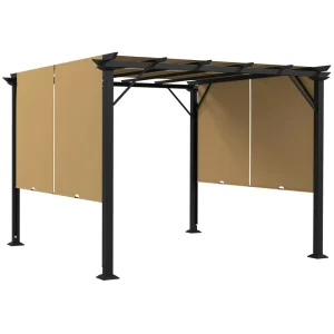 10' x 10' Retractable Pergola Canopy for Backyard, Brown - Image 8