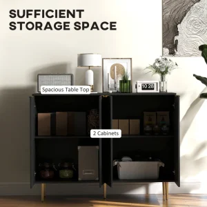 Modern Kitchen Storage Cabinet, Sideboard Buffet Cabinet with Adjustable Shelves for Hallway, Black - Image 5