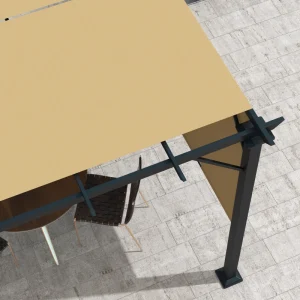 10' x 10' Retractable Pergola Canopy for Backyard, Brown - Image 9