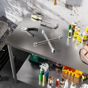 Stainless Steel Workbench, 24"x47"x34", Heavy Duty Work Prep Table with Shelf, Workbench for Kitchen, Garage - Image 10