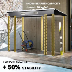 8 x 4FT Galvanized Garden Storage Shed, Metal Outdoor Shed with Double Doors and 2 Vents, Grey - Image 7