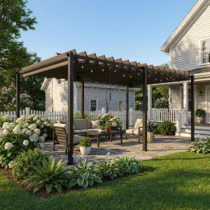 10' x 19' Louvered Pergola with UPF50+ Adjustable Roof and Aluminum Frame, Outdoor Pergola Gazebo, Dark Grey - Image 7