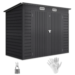 8 x 4FT Galvanized Garden Storage Shed, Metal Outdoor Shed with Double Doors and 2 Vents, Grey - Image 6