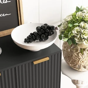 Modern Kitchen Storage Cabinet, Sideboard Buffet Cabinet with Adjustable Shelves for Hallway, Black - Image 11