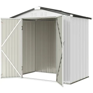 6.5' x 4' Outdoor Storage Shed, Metal Garden Shed with Lockable Double Doors, 4 Vents, Silver-White - Image 8