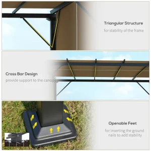 10' x 10' Retractable Pergola Canopy for Backyard, Brown - Image 5