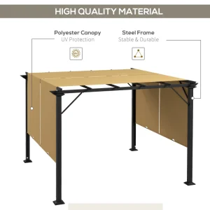 10' x 10' Retractable Pergola Canopy for Backyard, Brown - Image 4