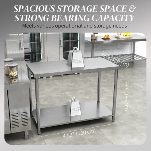 Stainless Steel Workbench, 24"x47"x34", Heavy Duty Work Prep Table with Shelf, Workbench for Kitchen, Garage - Image 5