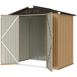6.5' x 4' Outdoor Storage Shed, Metal Garden Shed with Lockable Double Doors, 4 Vents, Yellow - Image 10