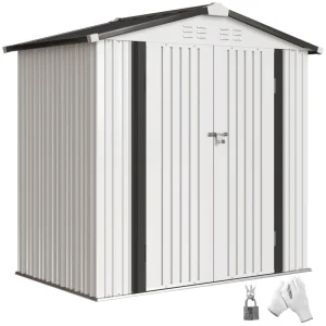 6.5' x 4' Outdoor Storage Shed, Metal Garden Shed with Lockable Double Doors, 4 Vents, Silver-White - Image 7