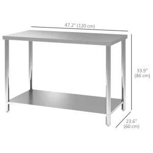 Stainless Steel Workbench, 24"x47"x34", Heavy Duty Work Prep Table with Shelf, Workbench for Kitchen, Garage - Image 3