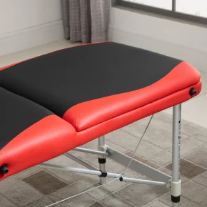85" 3 Section Foldable Massage Table Professional Salon Spa Facial Couch Bed (Black/Red) - Image 3